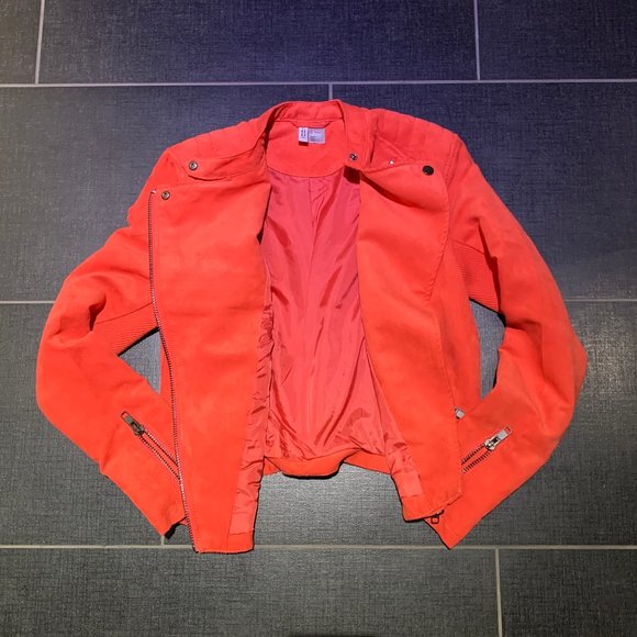 H&M Red Suede Biker Jacket - Picture 8 of 9
